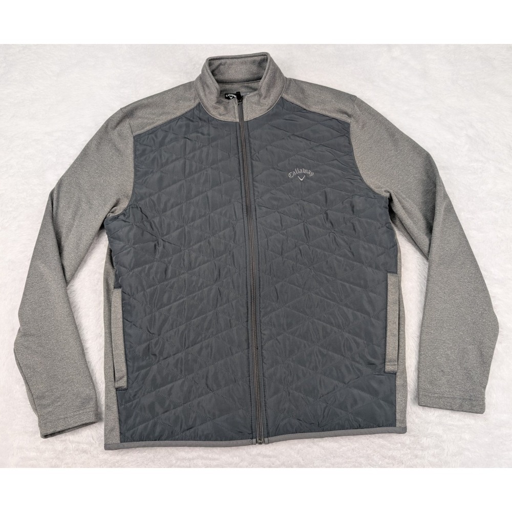 Callaway Full Zip Jacket Men's Size M Quilted Gray Golf Long Sleeve Pockets